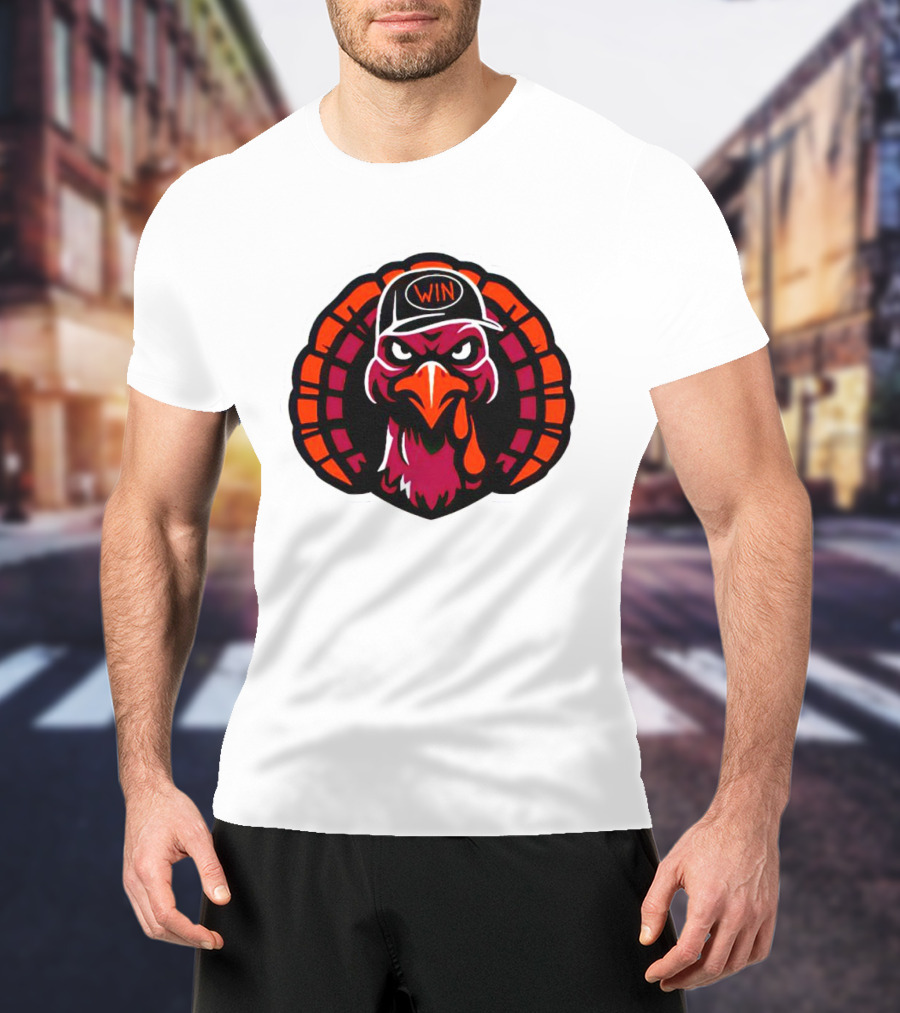 Turkey Wearing A Win Hat With Fierce Expression T-Shirt