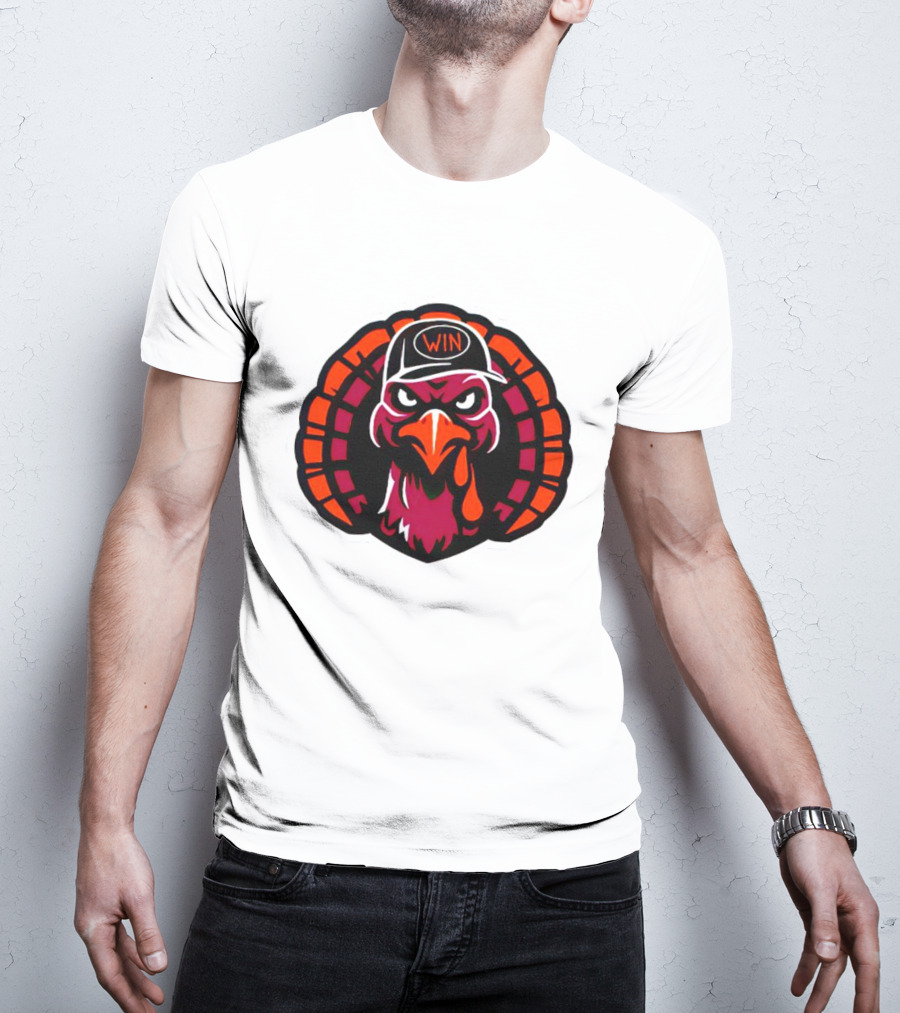 Turkey Wearing A Win Hat With Fierce Expression T-Shirt