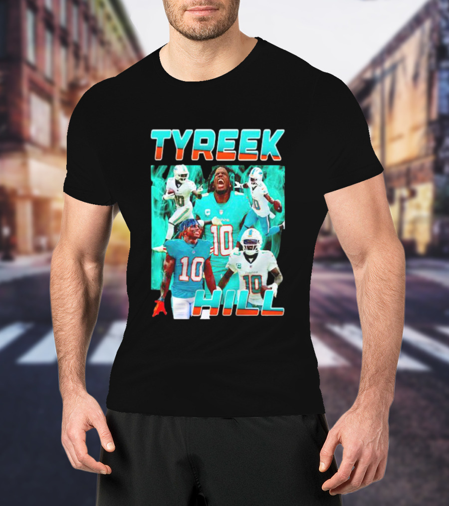TYREEK HILL Picture Collage Miami Dolphins Football Images T-Shirt