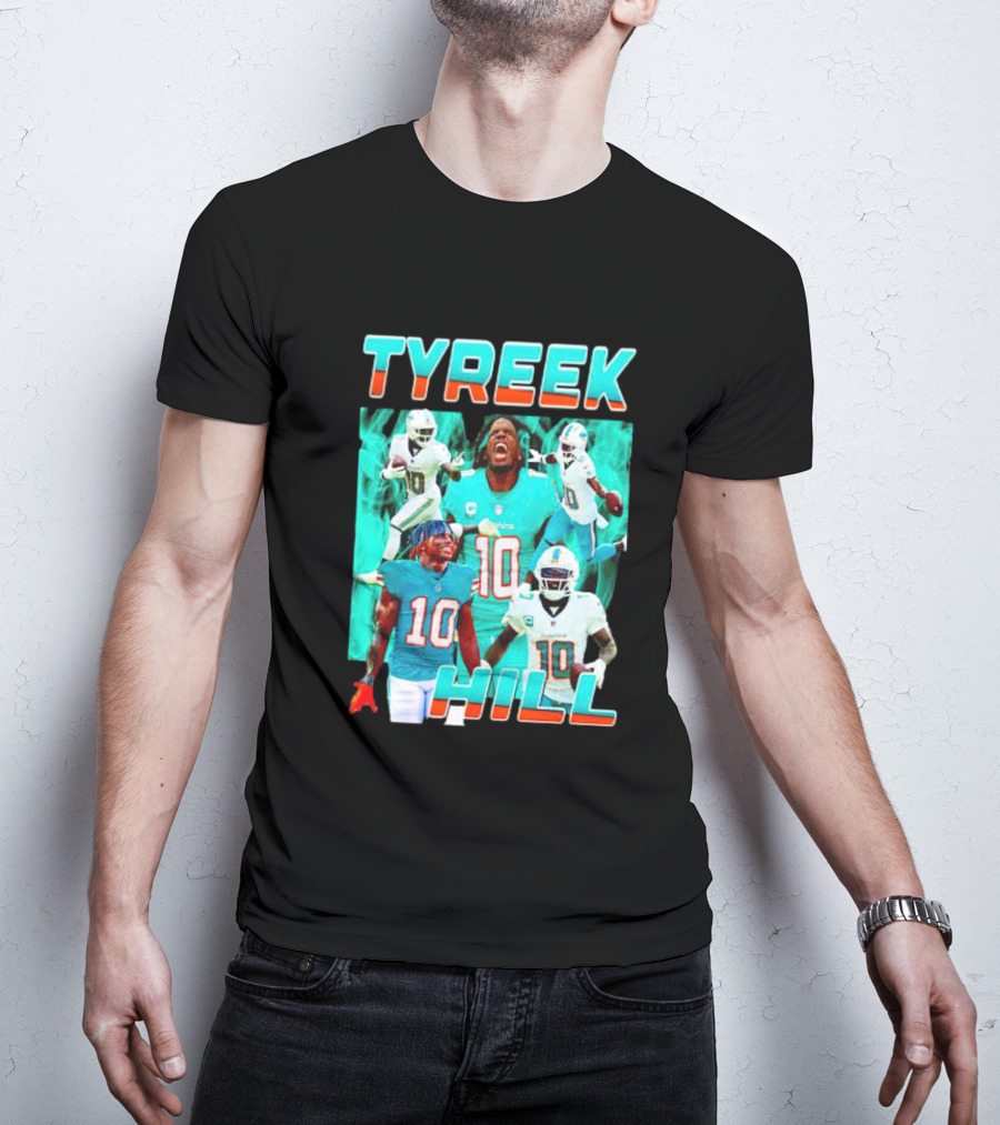 TYREEK HILL Picture Collage Miami Dolphins Football Images T-Shirt