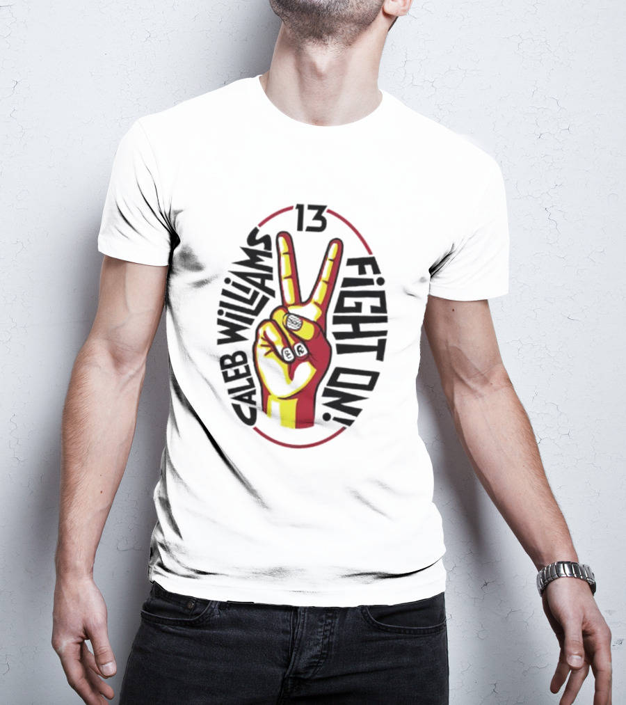 Caleb Williams 13 Fight On USC Trojans Peace Sign T-Shirt