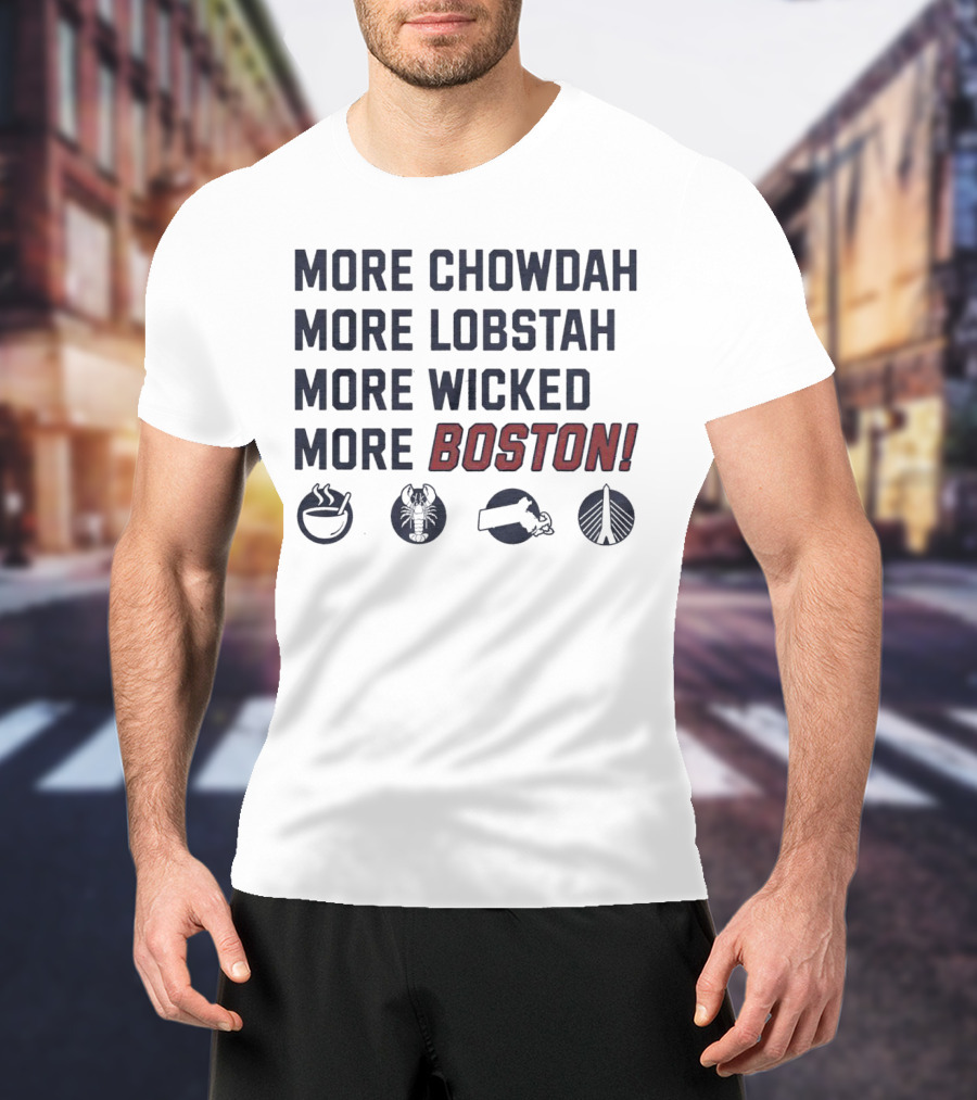 More Chowdah More Lobstah More Wicked More Boston Icons Bowl Lobster Hat Bridge T-Shirt