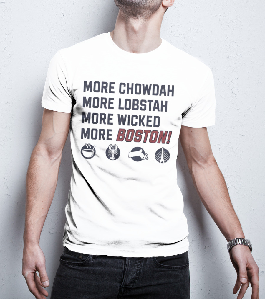 More Chowdah More Lobstah More Wicked More Boston Icons Bowl Lobster Hat Bridge T-Shirt