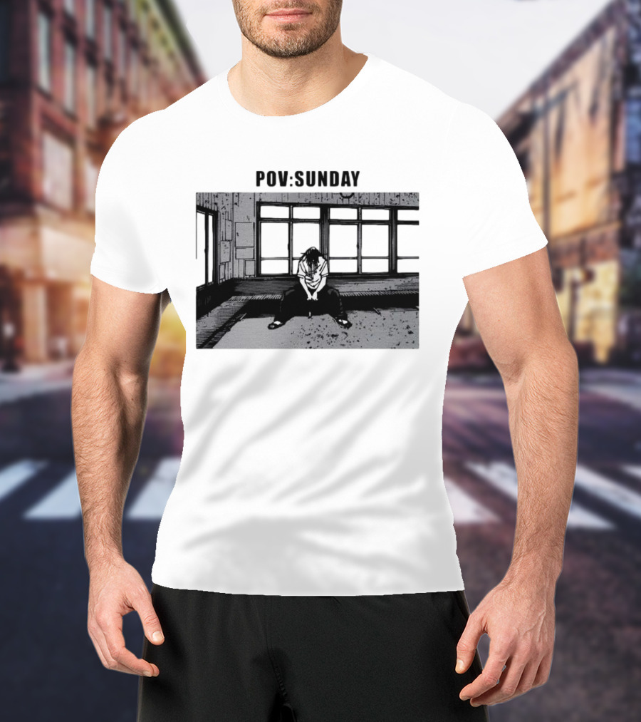 POV Sunday Manga Style Sit Alone Scene T-Shirt