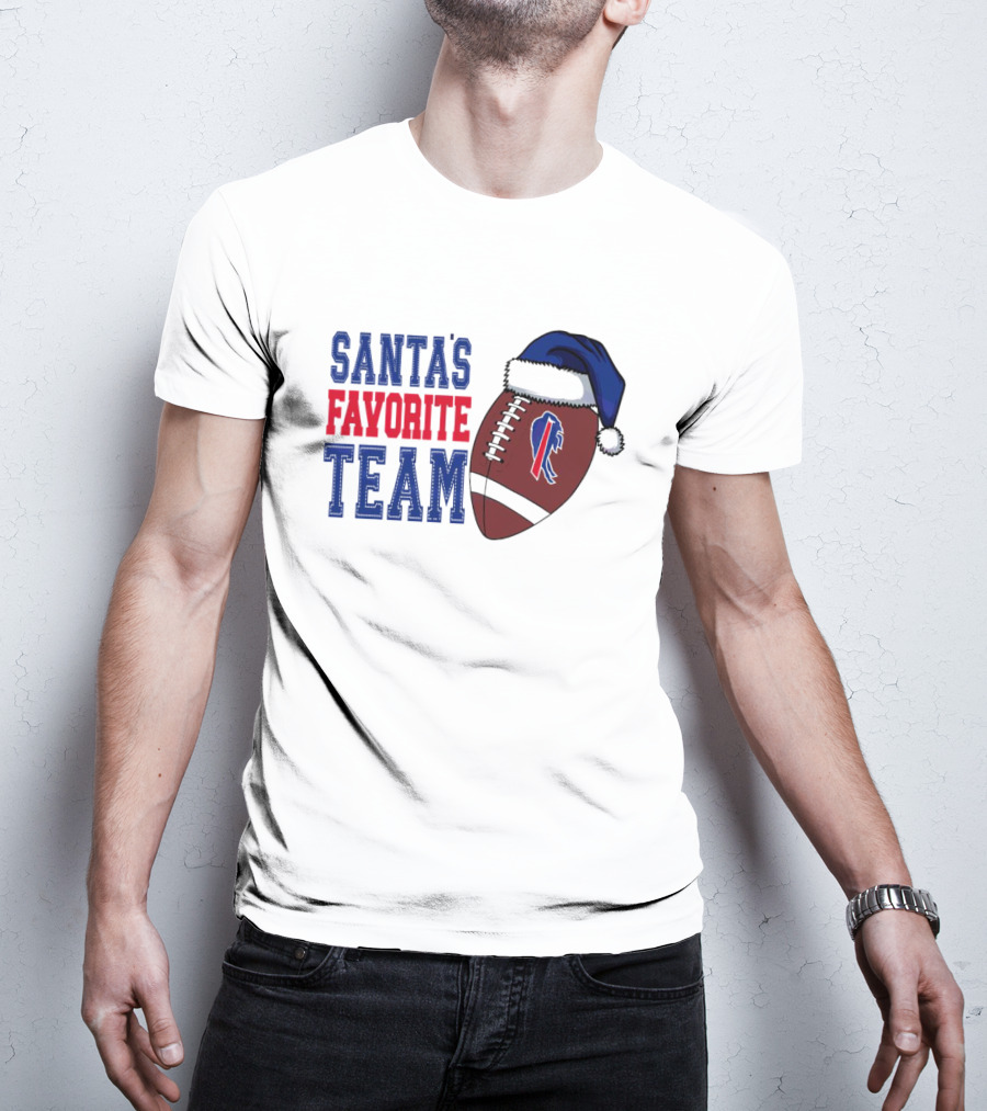 Santa's Favorite Team Buffalo Bills Christmas Football Holiday T-Shirt