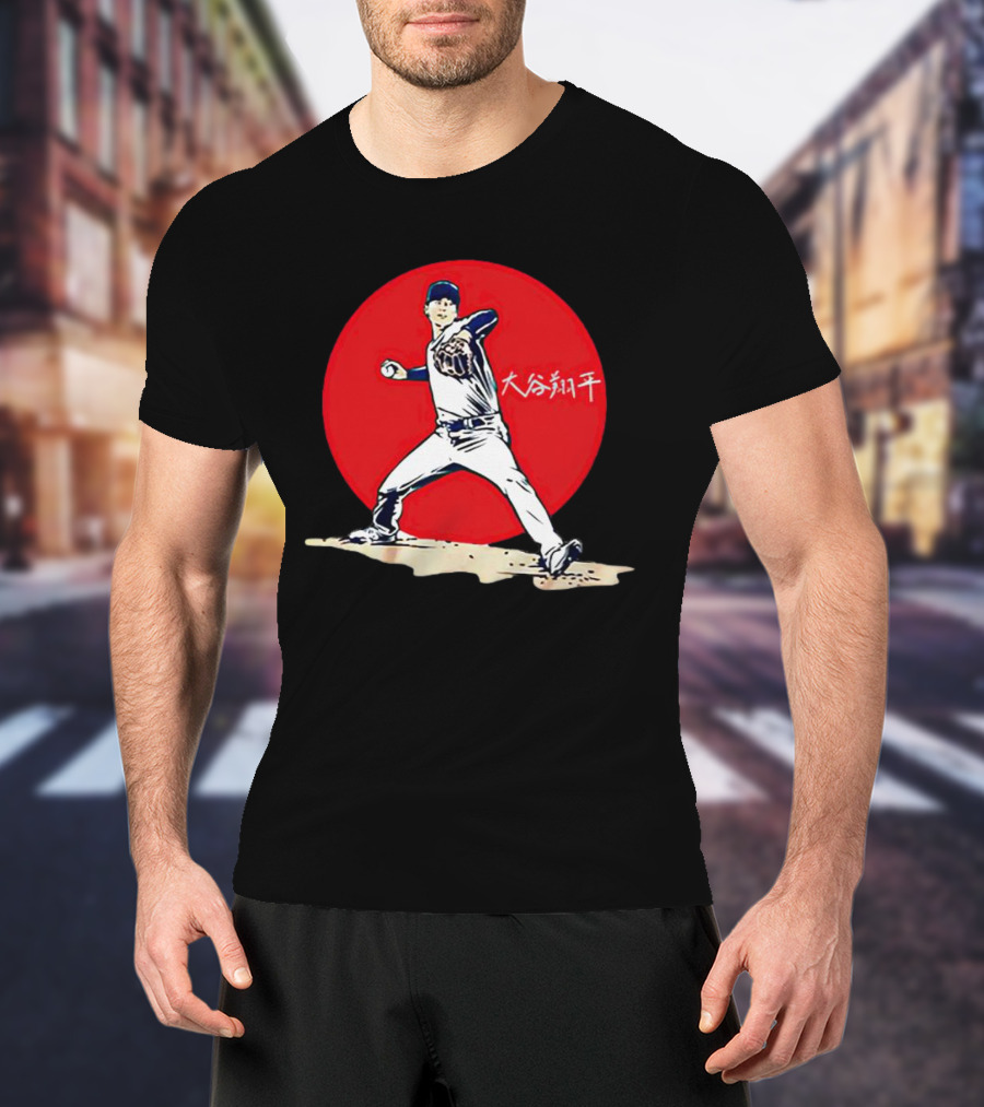 Shohei Ohtani Japanese Baseball Pitcher Icon Red Circle Kanji T-Shirt