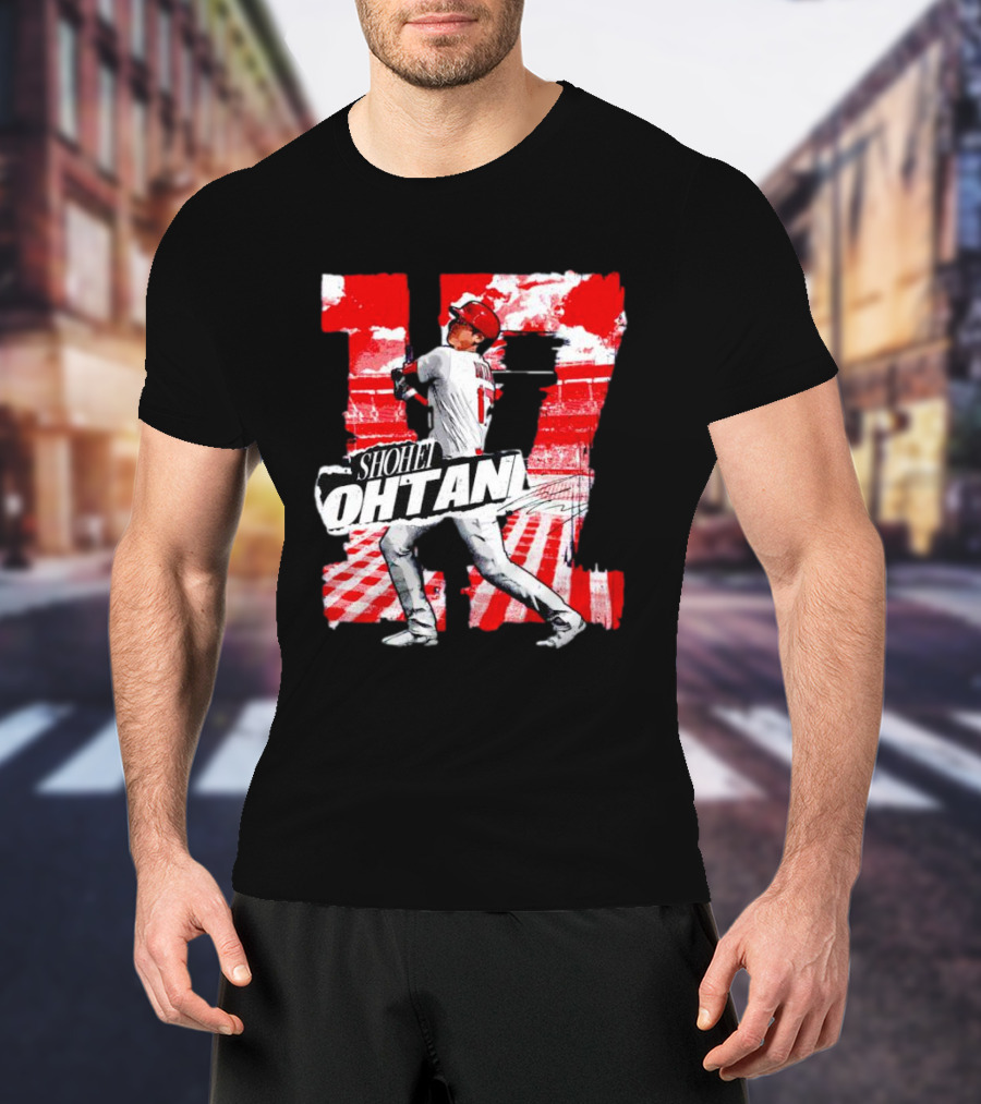 Shohei Ohtani Los Angeles Baseball 17 Cartoon Signature T-Shirt