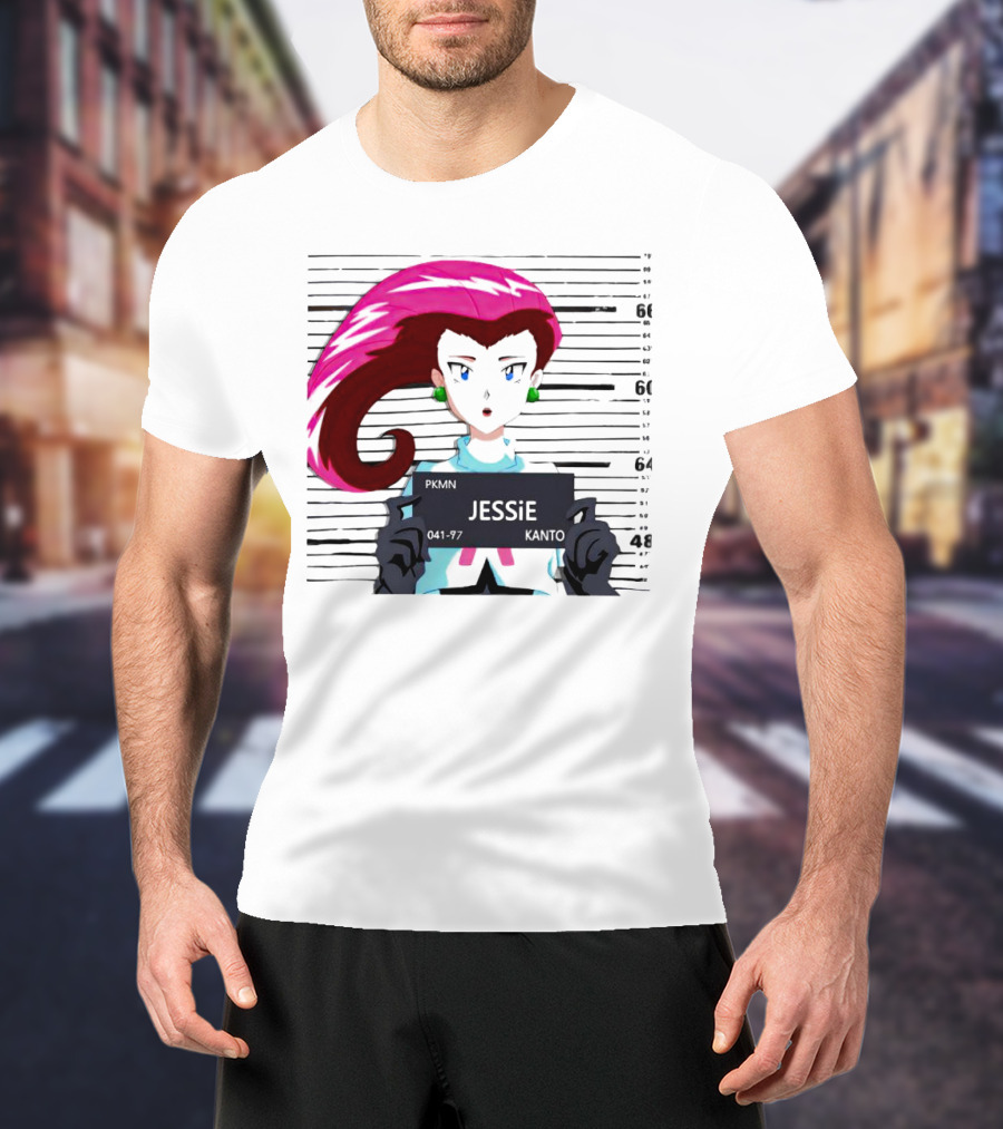 Jessie Mugshot Team Rocket Pokemon Anime T-Shirt