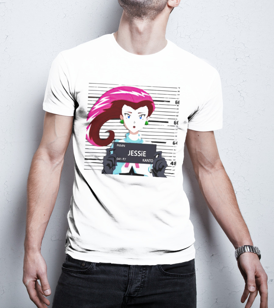 Jessie Mugshot Team Rocket Pokemon Anime T-Shirt