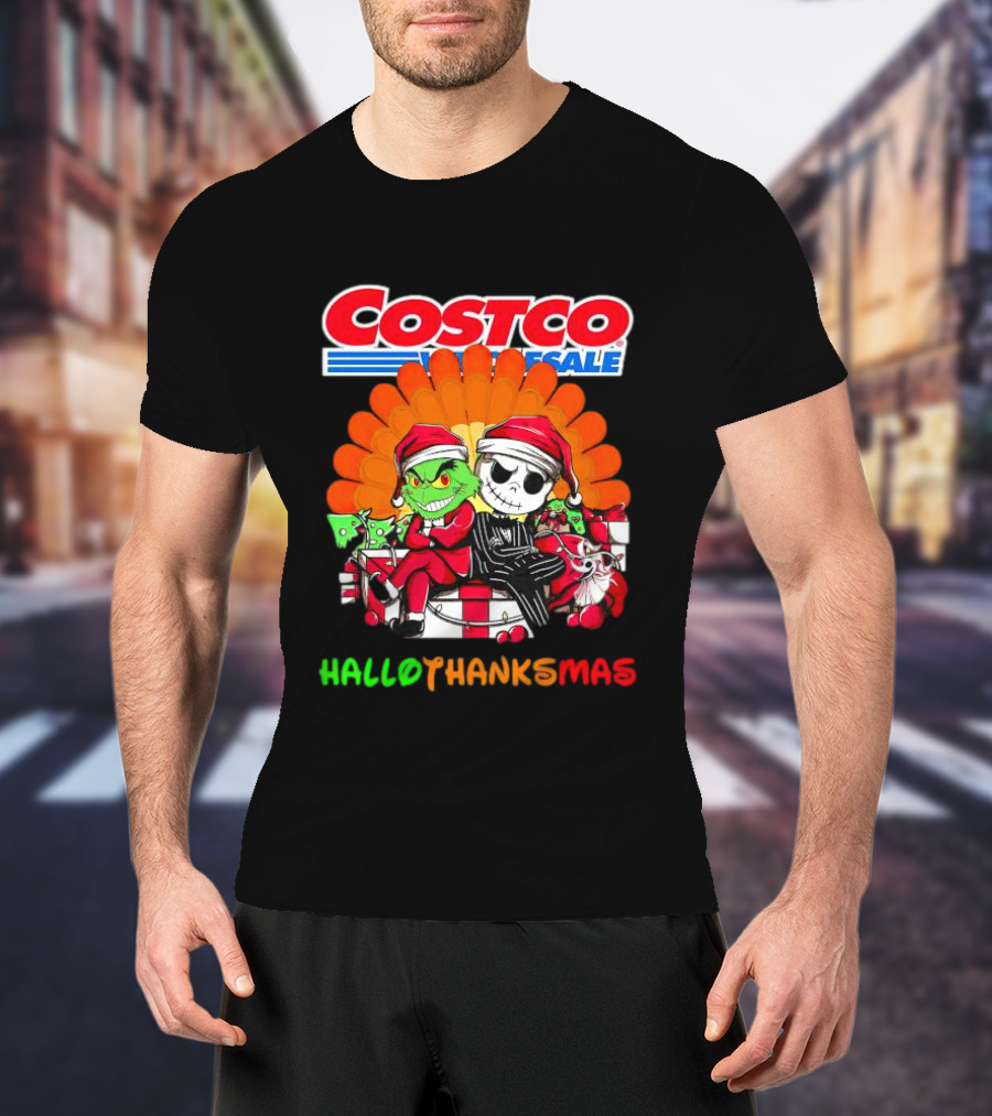 Costco Wholesale Grinch And Jack Skellington HalloThanksMas T-Shirt