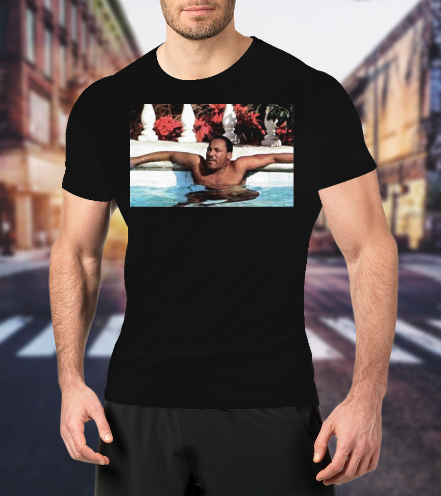 Martin Luther King Jr Relaxing In A Pool With Tropical Surroundings T-Shirt