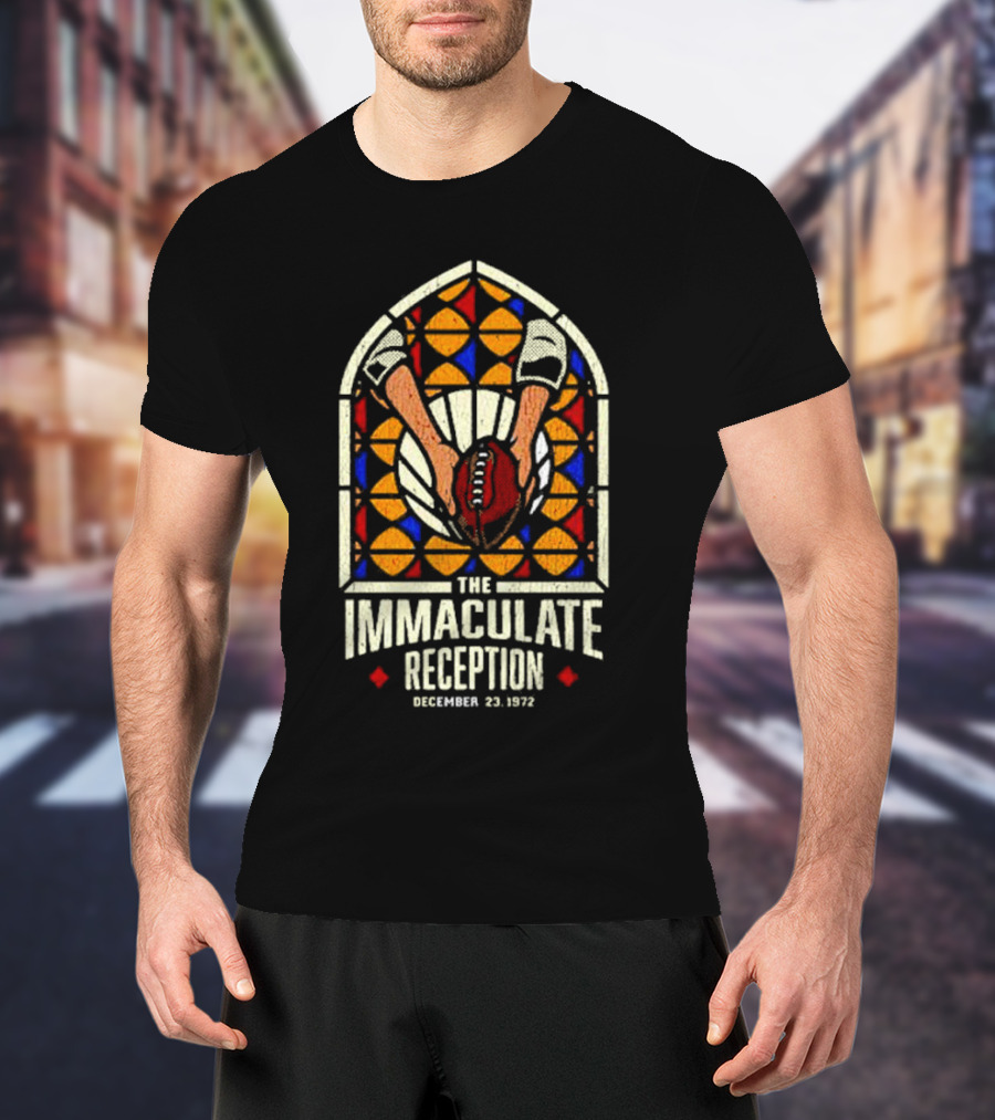 The Immaculate Reception December 23, 1972 Stained Glass Football Catch T-Shirt