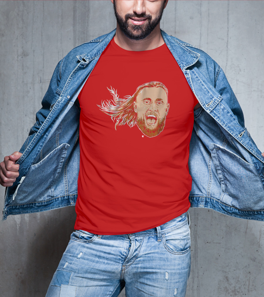 George Kittle Swag Head 49ers Red Beard Roaring Face T-Shirt
