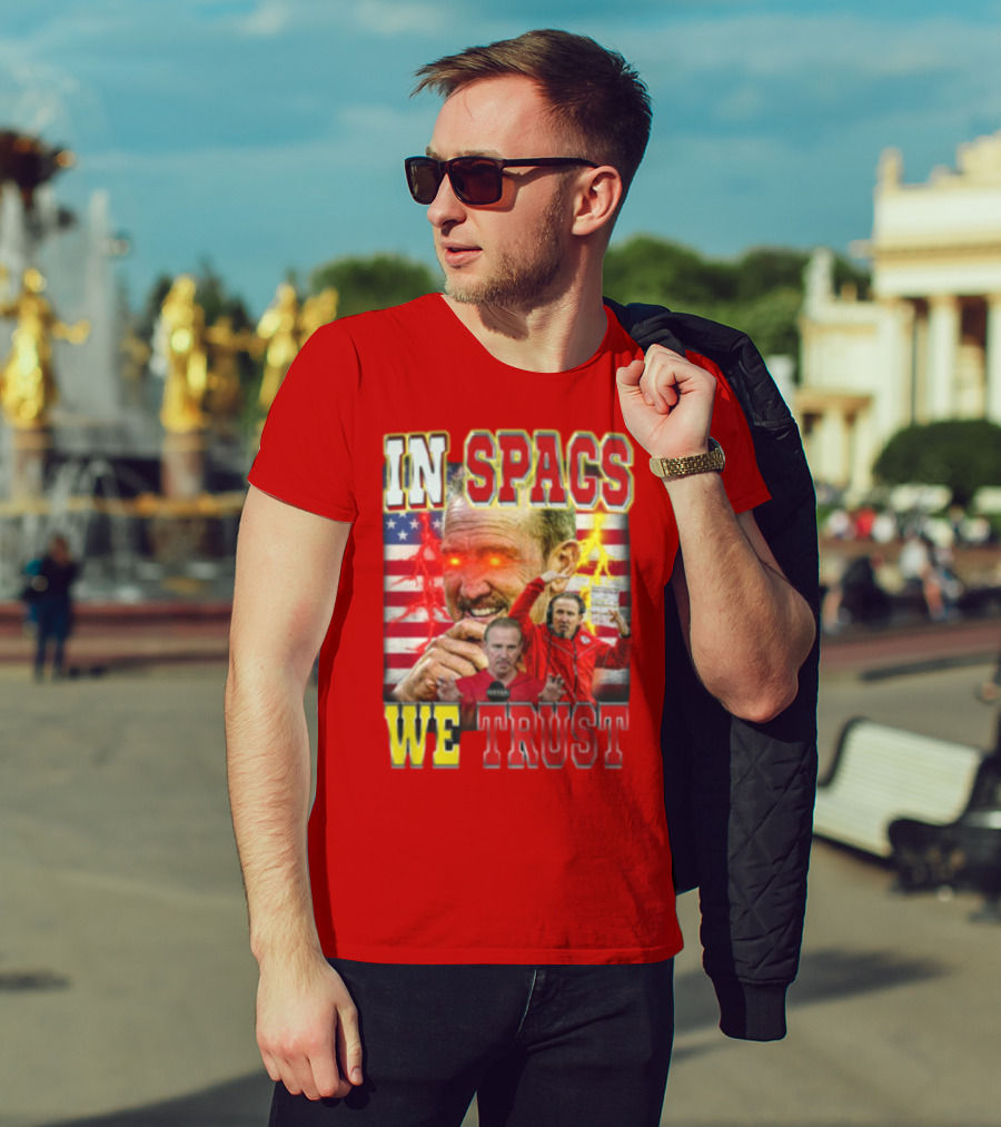 In Spags We Trust Chiefs USA Flag Football Coach Red Eyed T-Shirt