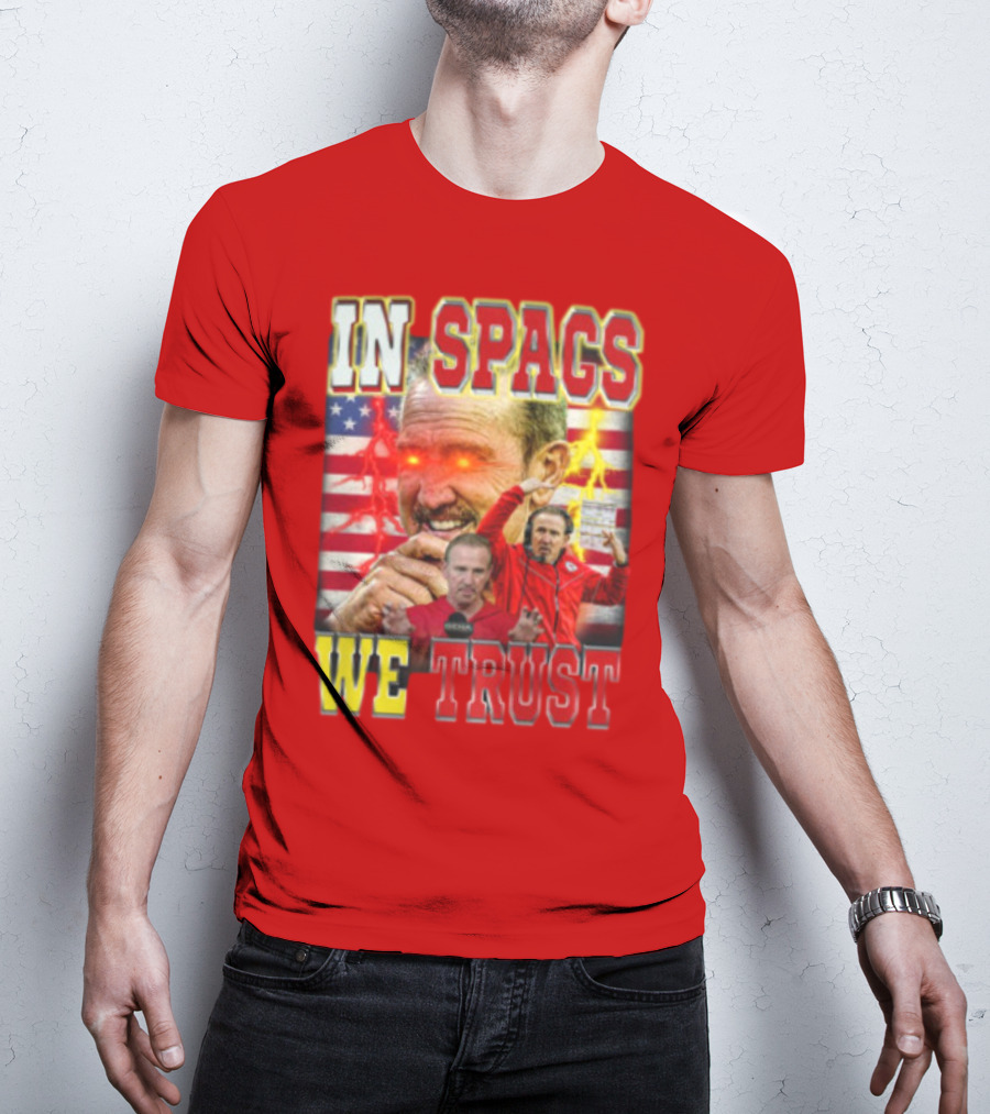 In Spags We Trust Chiefs USA Flag Football Coach Red Eyed T-Shirt