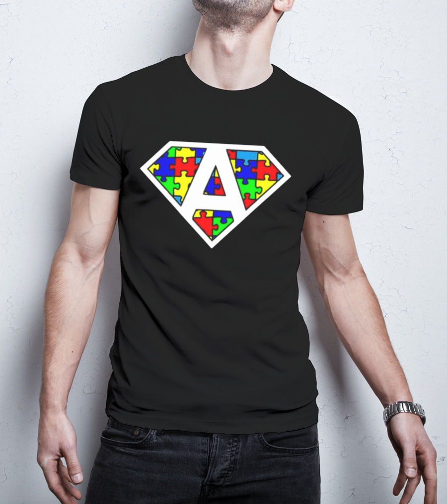Autism Awareness Superhero Puzzle Emblem T-Shirt