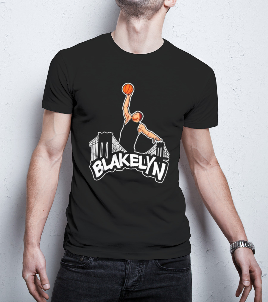 Blakelyn Basketball Dunk Over Bridge Skyline T-Shirt