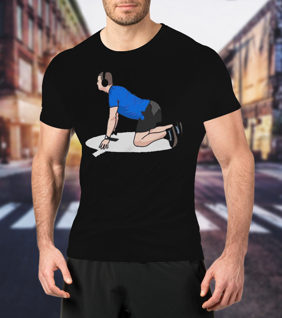Brandon Staley’s Pregame Routine Headphones Kneeling Exercise T-Shirt
