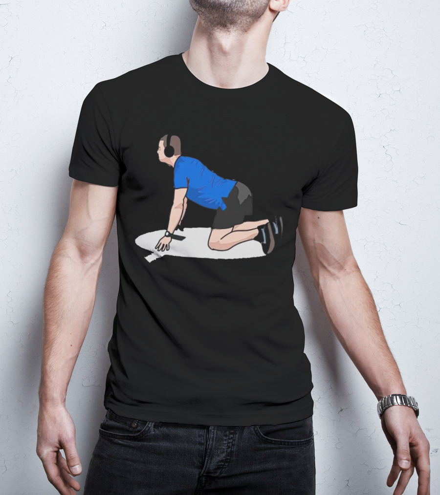 Brandon Staley’s Pregame Routine Headphones Kneeling Exercise T-Shirt