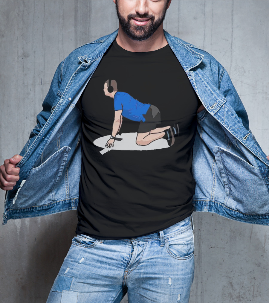 Brandon Staley’s Pregame Routine Headphones Kneeling Exercise T-Shirt