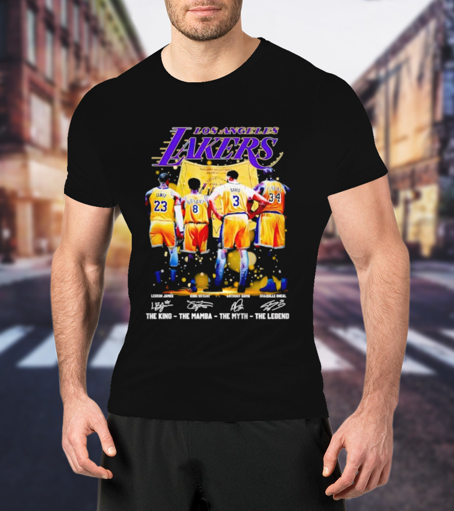 Los Angeles Lakers LeBron James Kobe Bryant Anthony Davis Shaquille O'Neal The King The Mamba The Myth The Legend T-Shirt