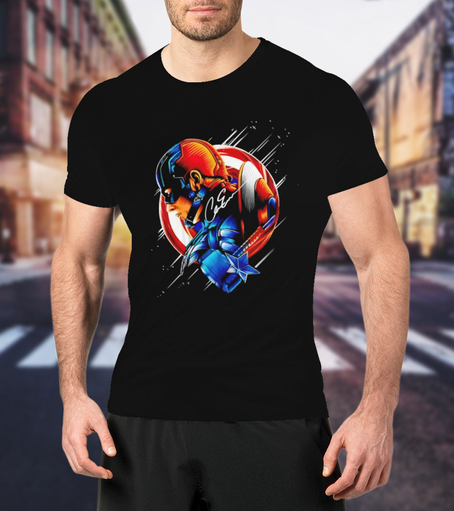 Captain America Profile With Shield Signature T-Shirt