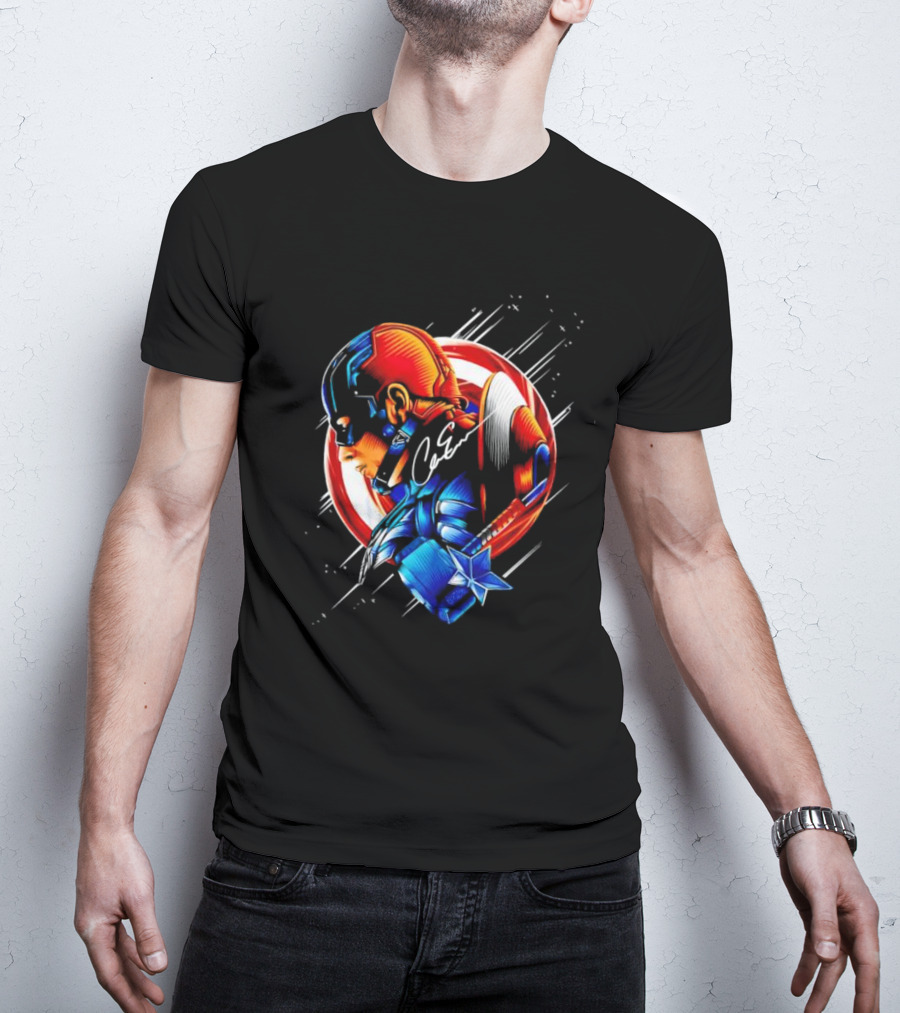 Captain America Profile With Shield Signature T-Shirt