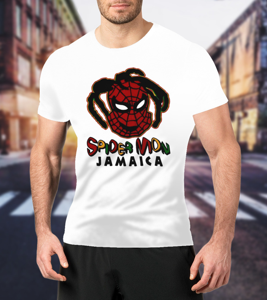 Spider Mon Jamaica Rasta Colors Face T-Shirt