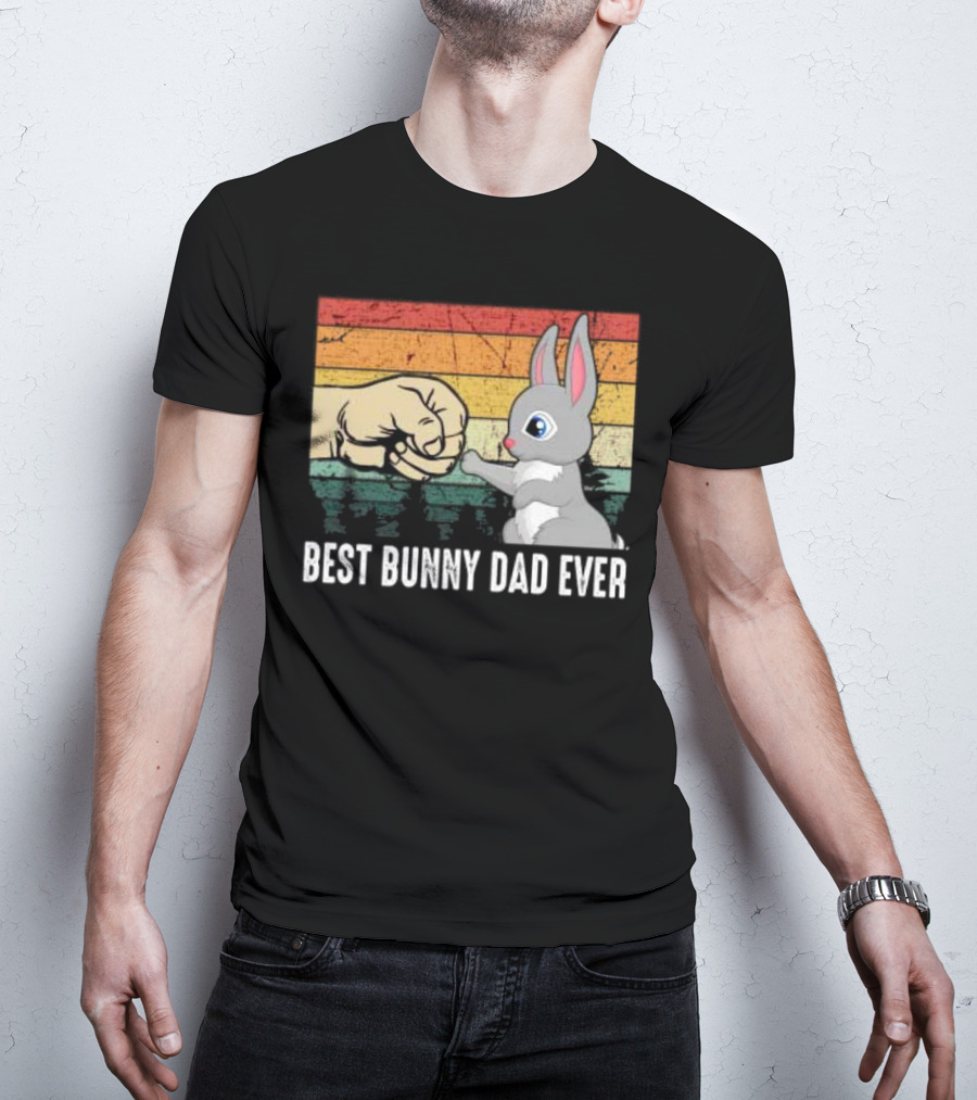 BEST BUNNY DAD EVER Vintage Fist Bump With Rabbit T-Shirt