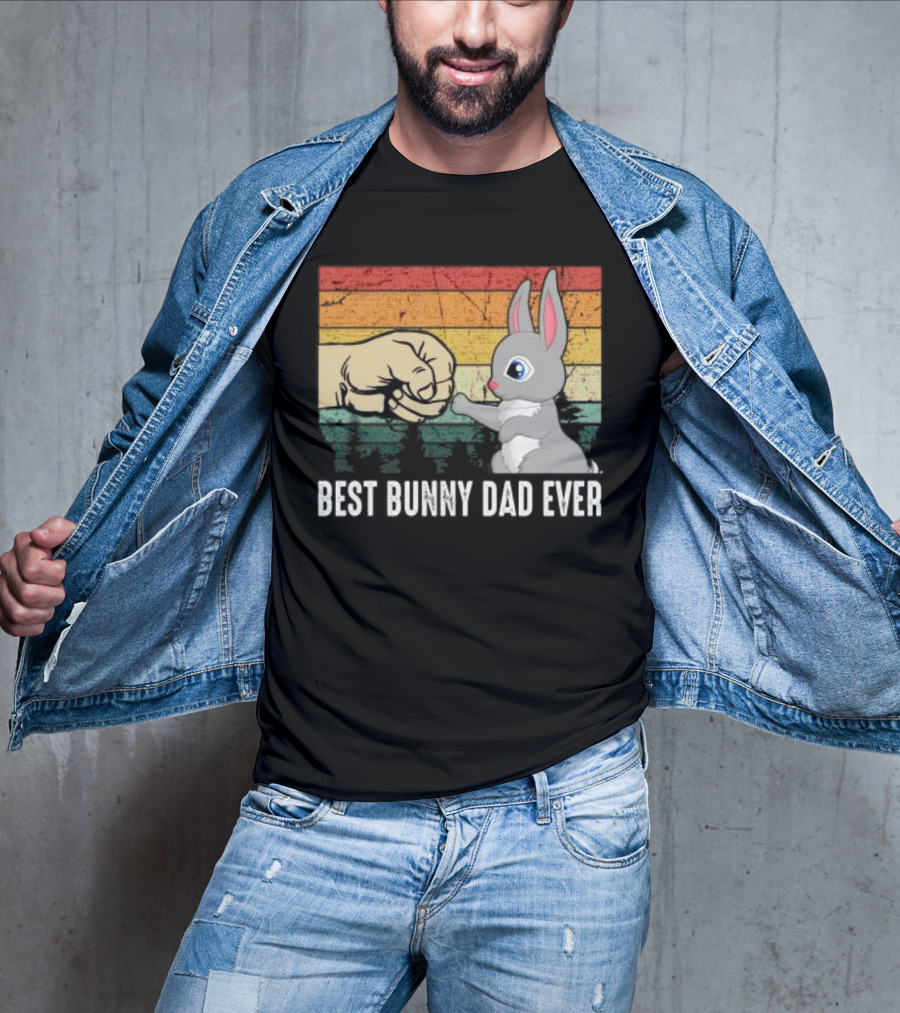 BEST BUNNY DAD EVER Vintage Fist Bump With Rabbit T-Shirt