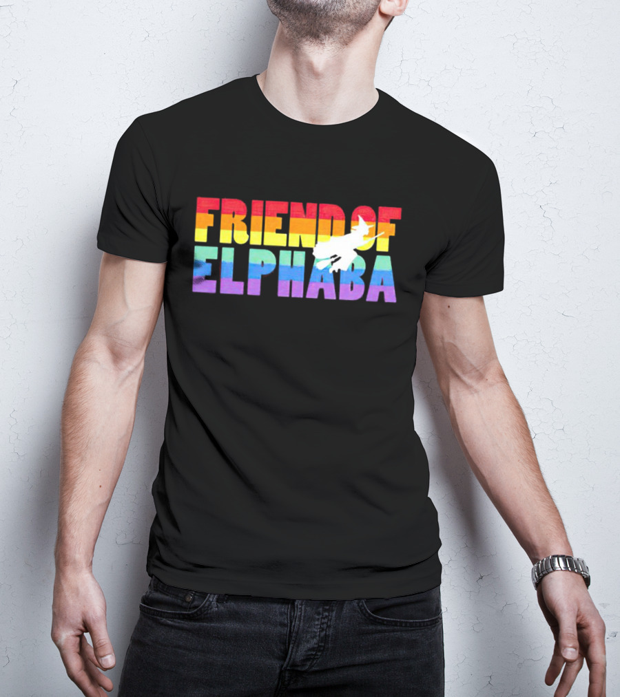 Friend Of Elphaba Pride Rainbow Flying Witch T-Shirt