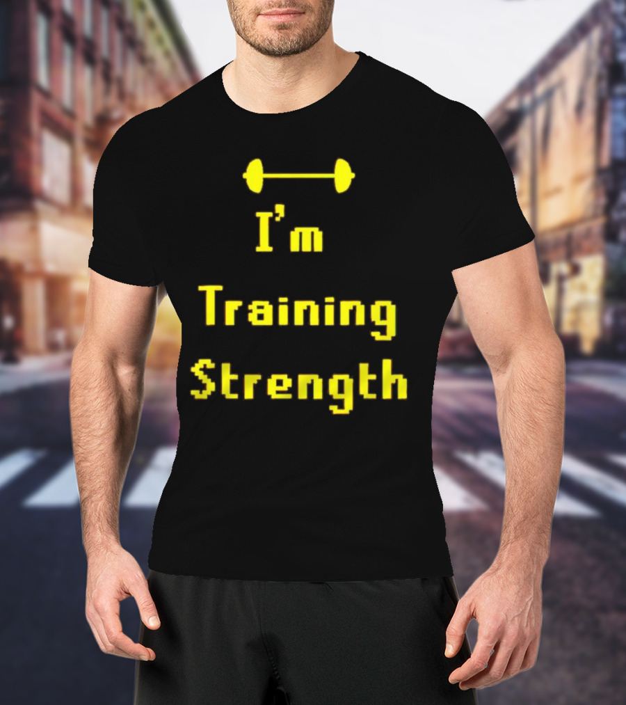 I'm Training Strength Retro Pixel Dumbbell T-Shirt