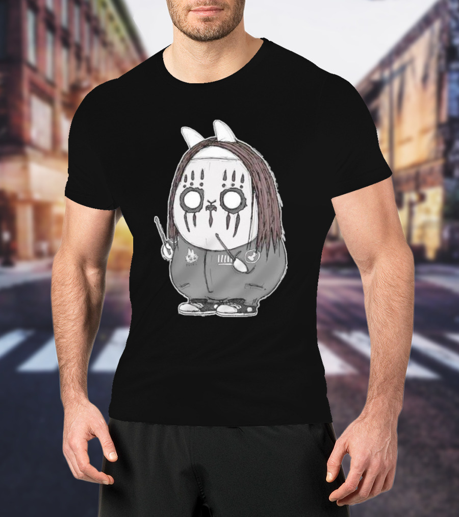 Joey Jordison Fuuki Bunny Drummer Character With Long Hair And Drumsticks T-Shirt