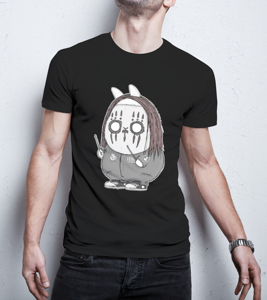 Joey Jordison Fuuki Bunny Drummer Character With Long Hair And Drumsticks T-Shirt