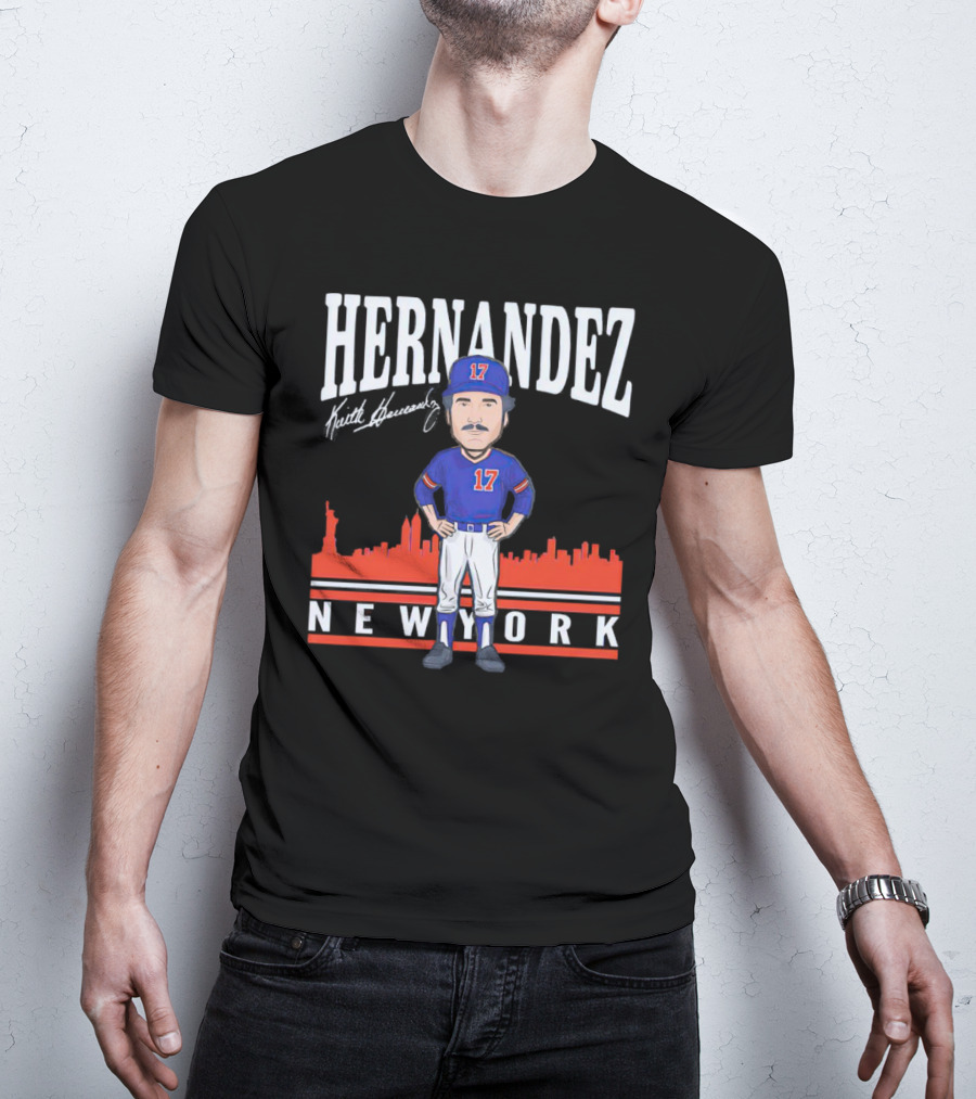 Hernandez Keith Hernandez Caricature New York 17 Signature T-Shirt