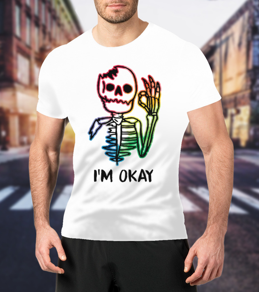 Skeleton Pride Gay Rainbow I'm Okay T-Shirt