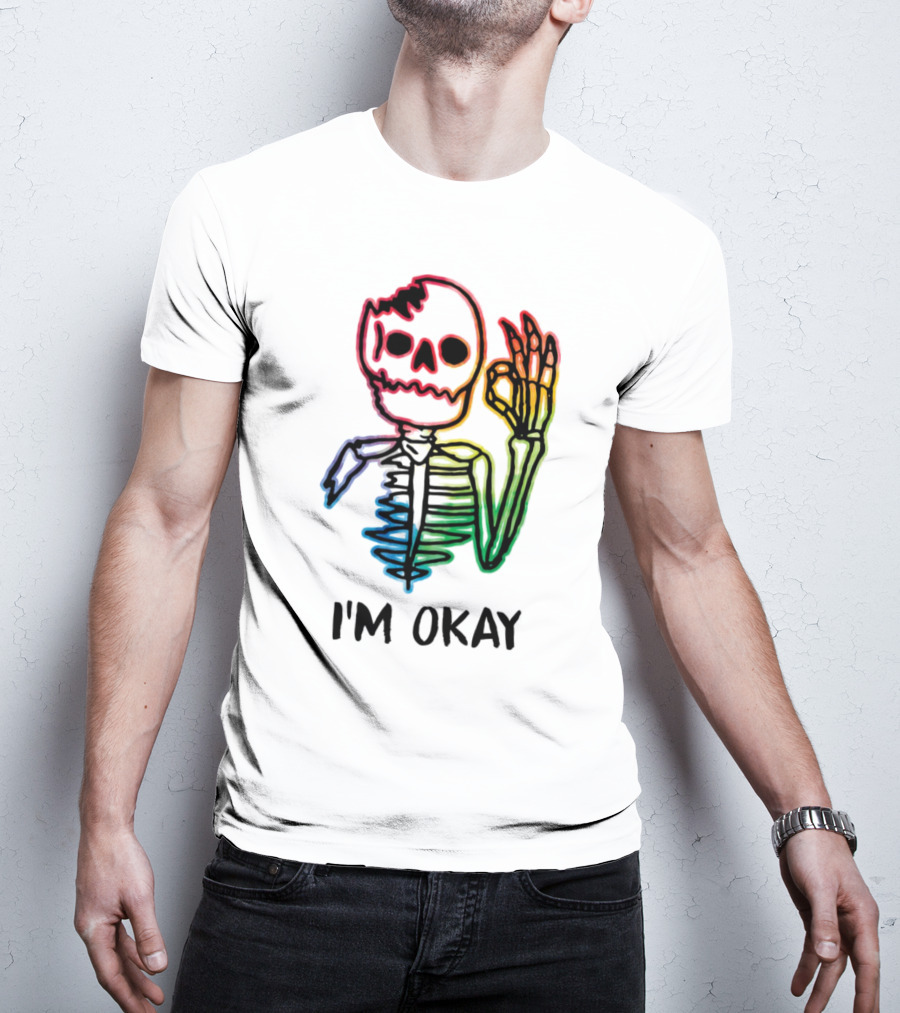 Skeleton Pride Gay Rainbow I'm Okay T-Shirt