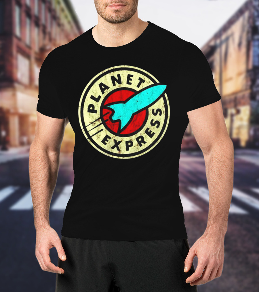 Futurama Retro Planet Express Vintage Rocket Emblem T-Shirt