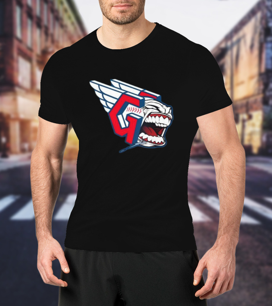 Cleveland Guardians Screaming G With Baseball Bat Wings T-Shirt