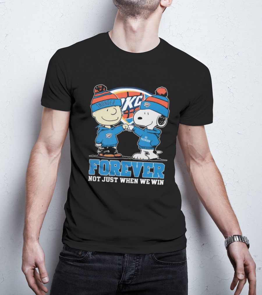 Snoopy Charlie Brown OKC Thunder Fist Bump Forever Not Just When We Win T-Shirt