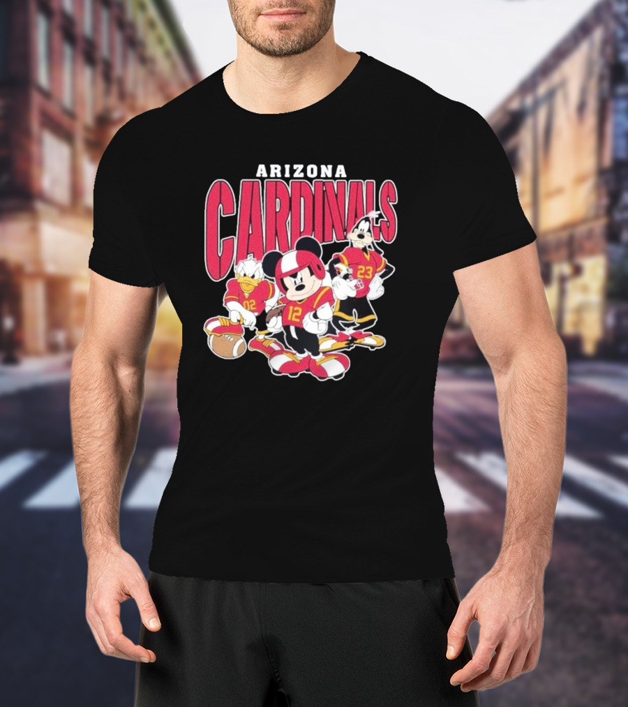 Arizona Cardinals Mickey Donald Duck Goofy Football Team T-Shirt
