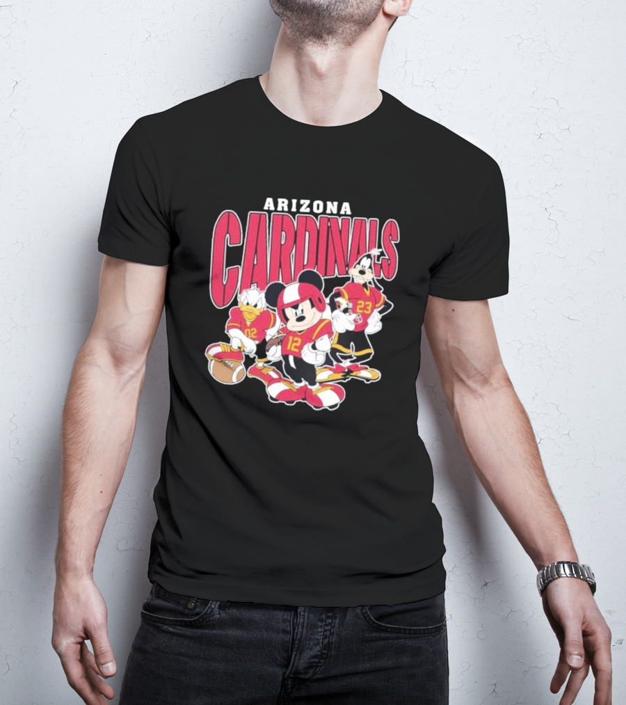 Arizona Cardinals Mickey Donald Duck Goofy Football Team T-Shirt