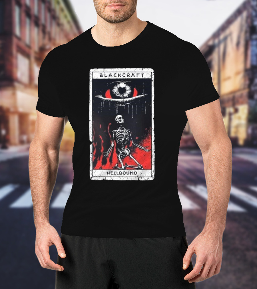 Blackcraft Cult Hellbound Tarot Skeleton Eye Flames T-Shirt