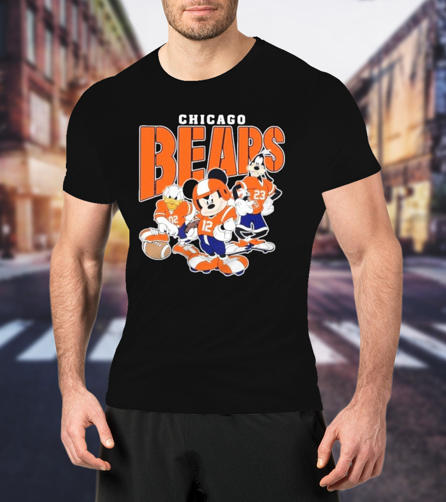 Chicago Bears Mickey Donald Goofy Football Team T-Shirt