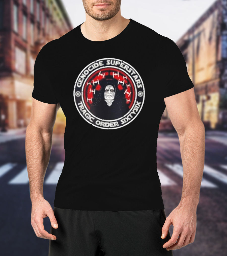 Genocide Superstars Tragic Order 66 Dark Side Icon With Red Spacecrafts T-Shirt