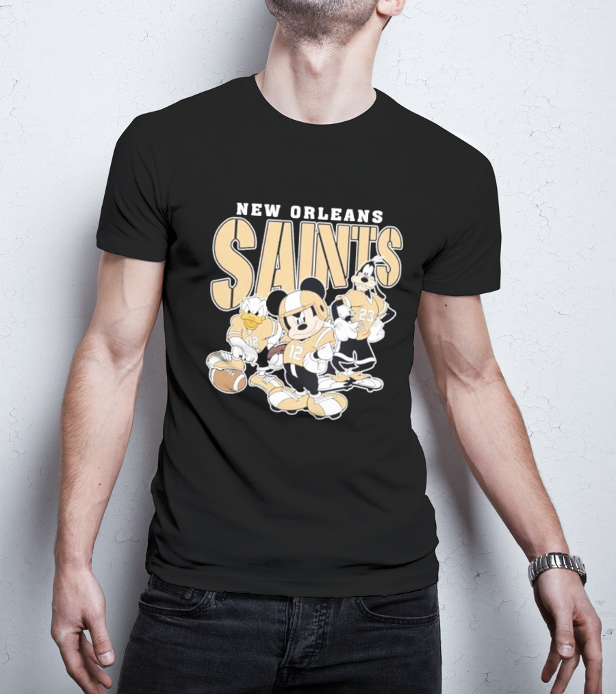 New Orleans Saints Mickey Donald Duck Goofy Football Team T-Shirt