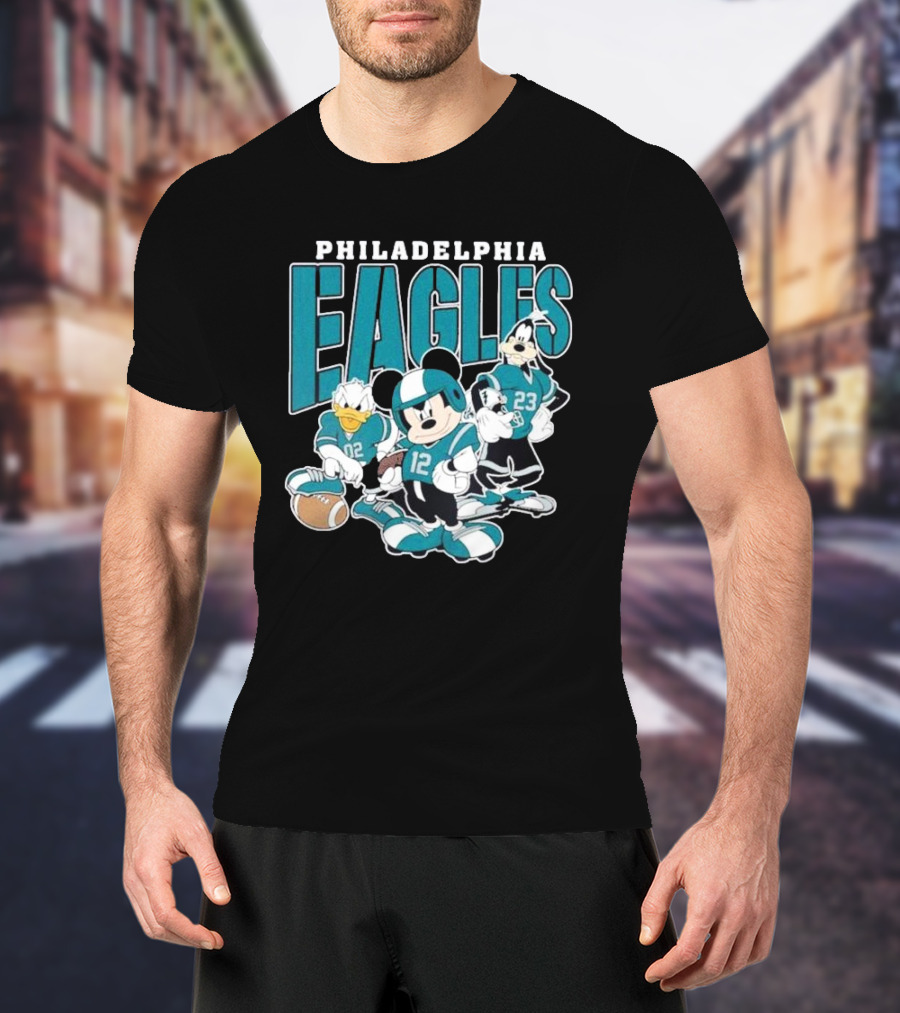 Philadelphia Eagles Mickey Donald Goofy Football Team T-Shirt