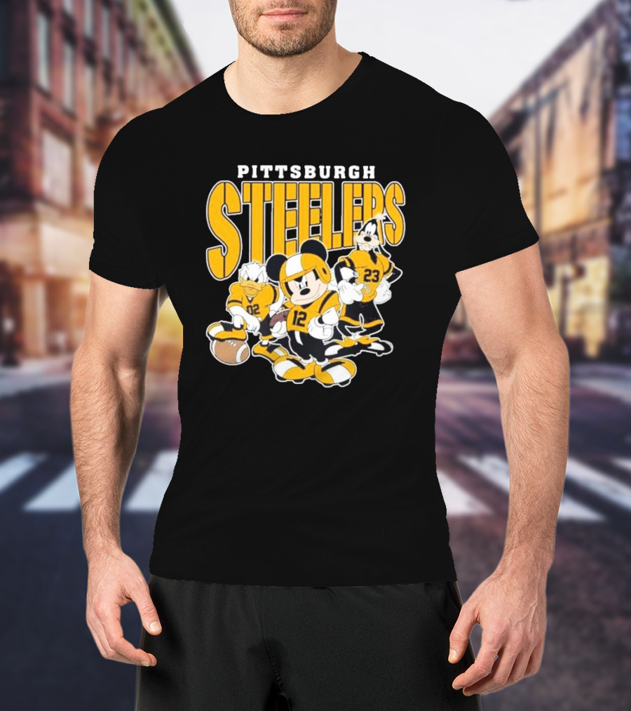 Pittsburgh Steelers Mickey Mouse Donald Duck Goofy Football Team T-Shirt