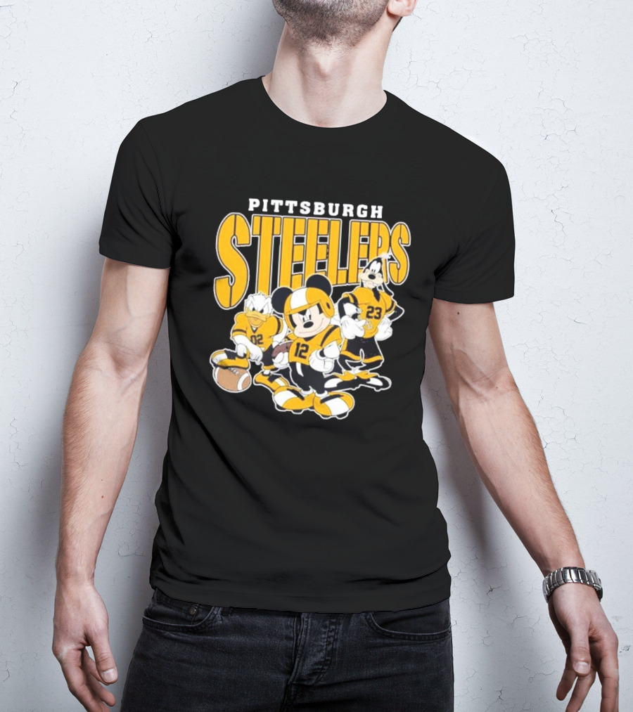 Pittsburgh Steelers Mickey Mouse Donald Duck Goofy Football Team T-Shirt