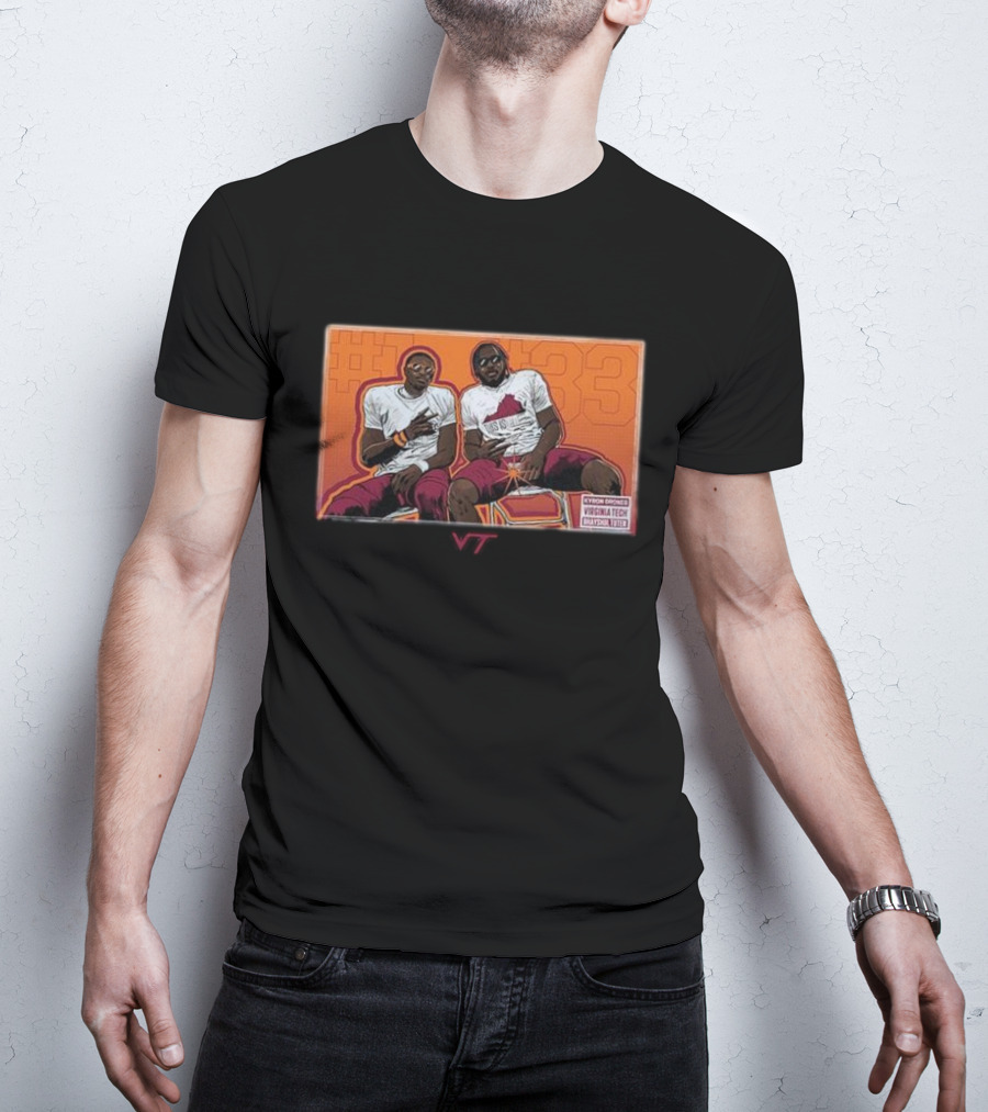 Kyron Drones And Bhayshul Tuten Virginia Tech NCAA Football Caricature #33 VT T-Shirt